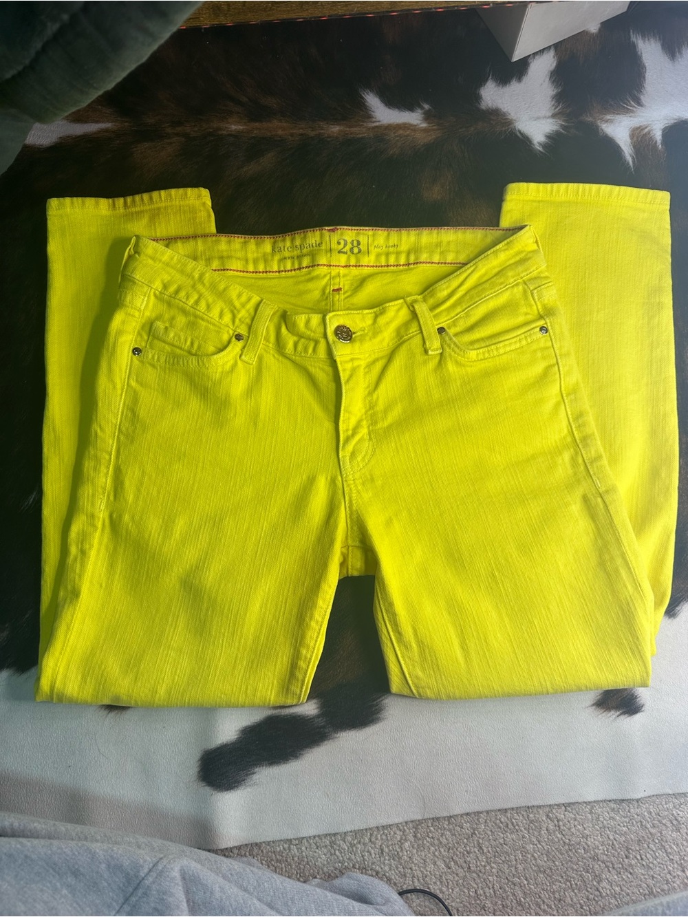 Kate Spade New York Broome Street May Skinny Neon Yellow Jeans Size 28